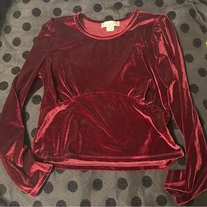 Knitworks Girls Velour Red Maroon Top Large 14